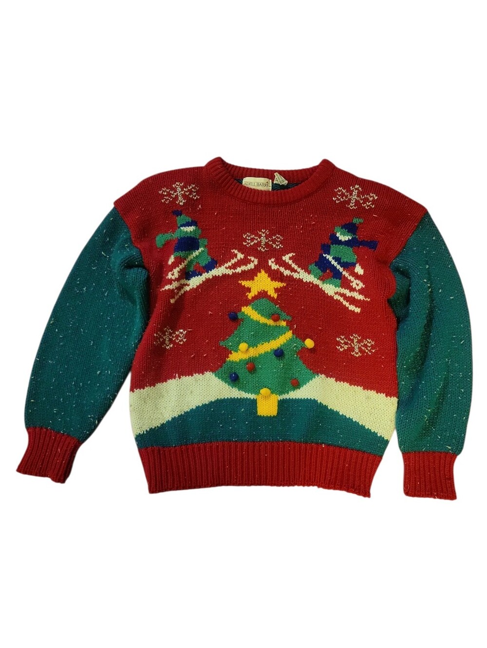 Festive Ugly Red & Green Christmas Tree Sweater Womens Medium
